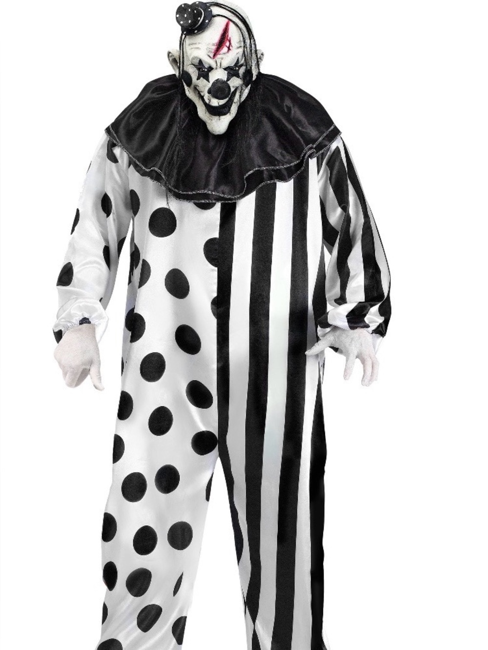 Spirit Black and White Polka Dot & Striped Creepy Clown Costume